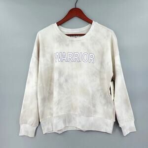 LACAUSA Sweatshirt‎ Small Gray Tie Dye WARRIOR Graphic Fleece Comfy Boho